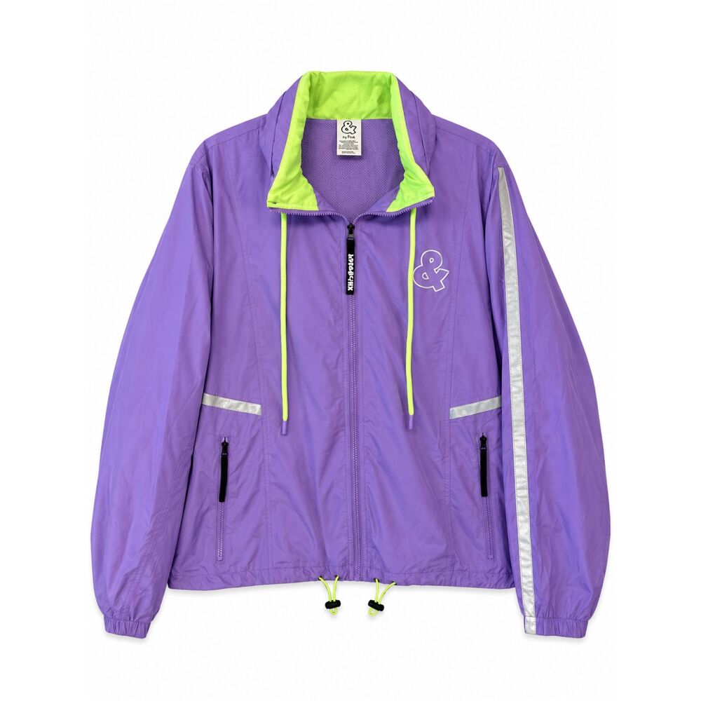 NWT Love & Sport Youth XL 16-18 Purple Neon Windbreaker Reflective Jacket